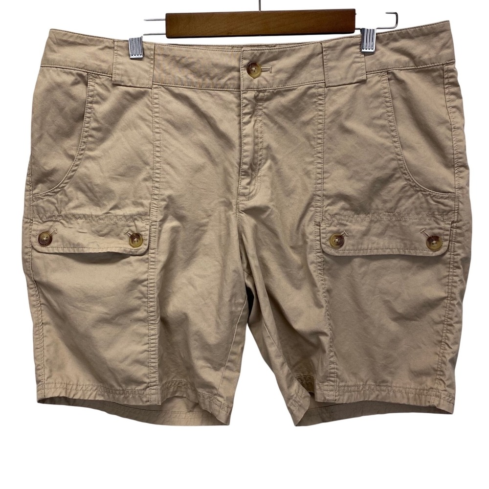 Woolrich Womens Khaki Cargo Shorts Size 16 Cotton Utility Outdoor Casual Pockets